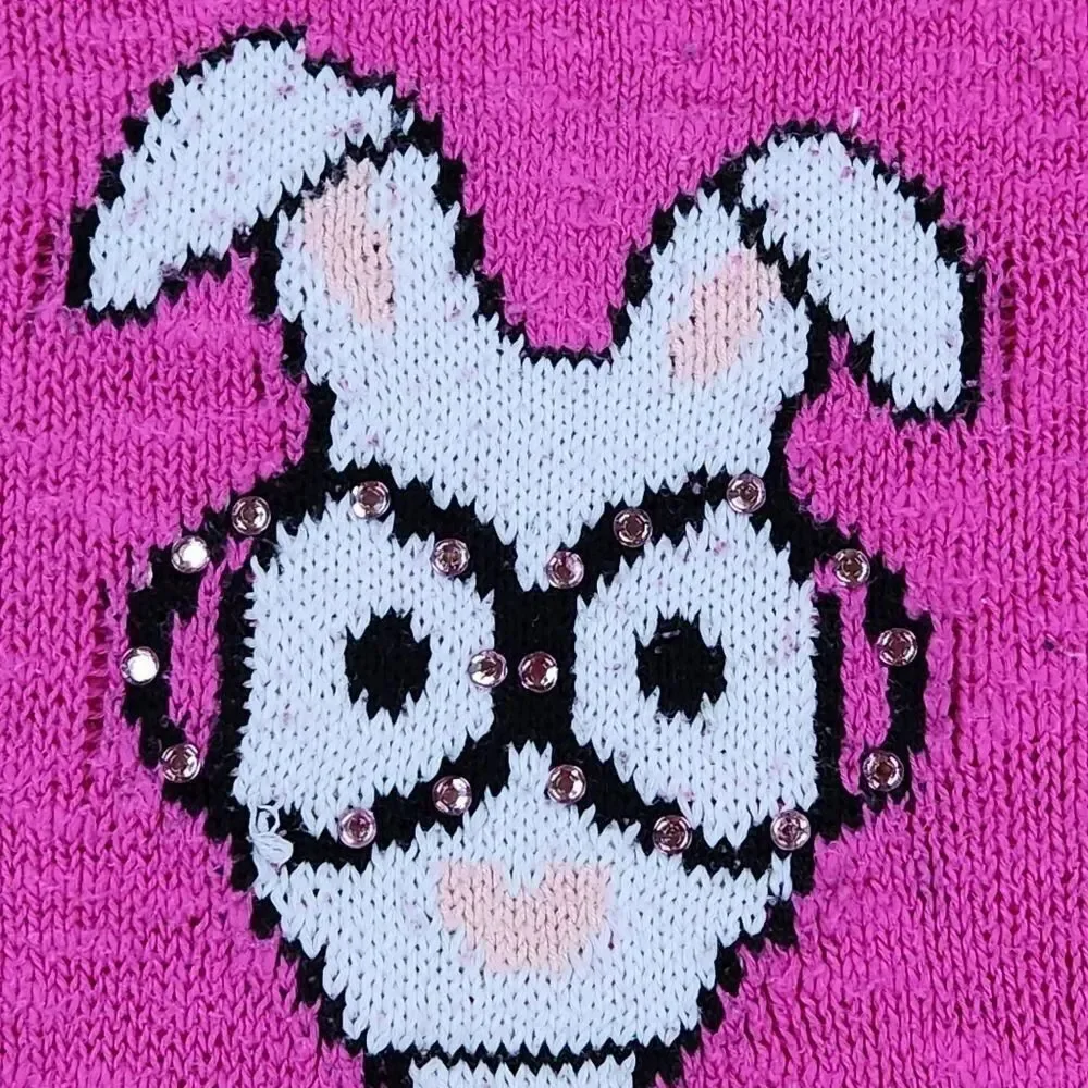 🔺️Pink Rhinestone Bunny Long Sleeve Sweater Youth Small